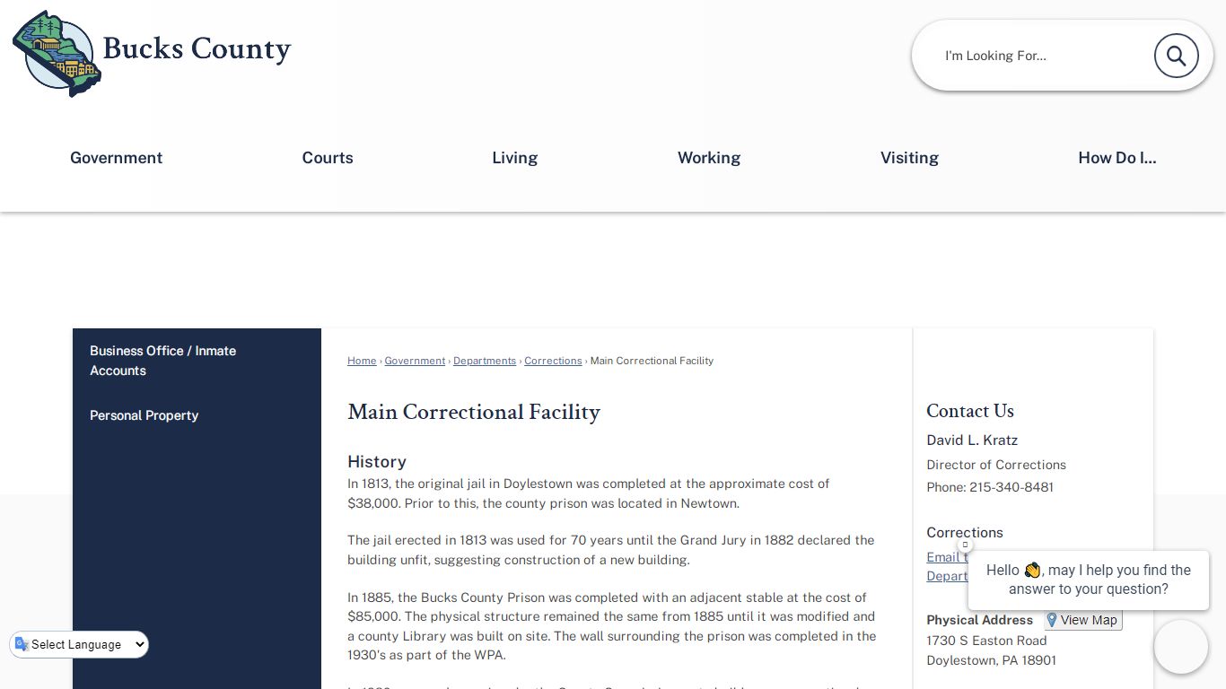 Correctional Facility | Bucks County, PA